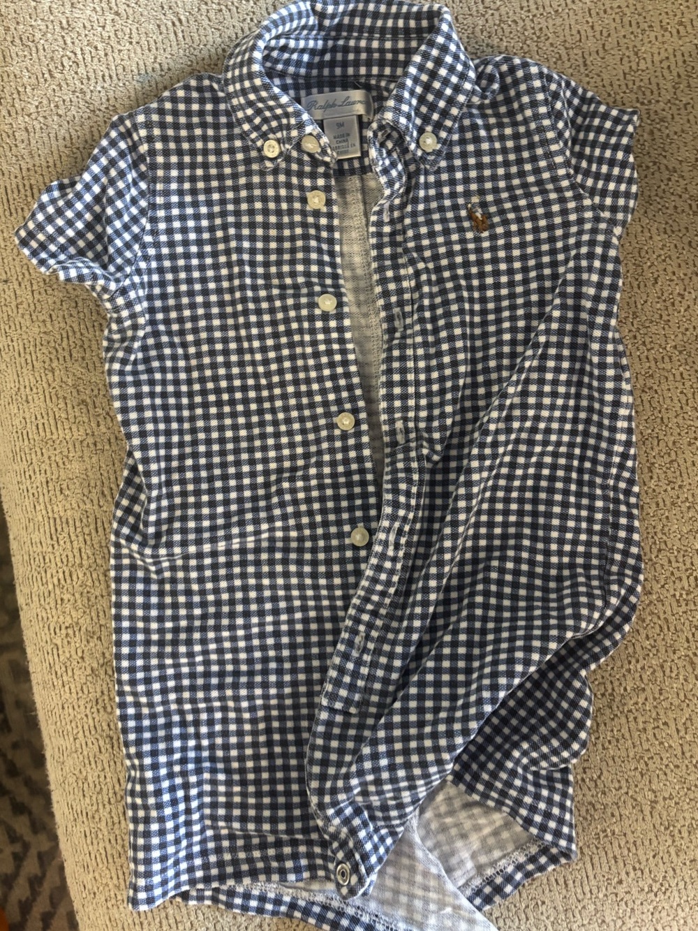 Ralph Lauren Blue & White Gingham Button-Down Shirt 9M